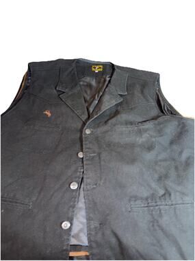 Wyoming Traders Canvas Vest Black XXXL Western Cowboy Button Front Pocketed
